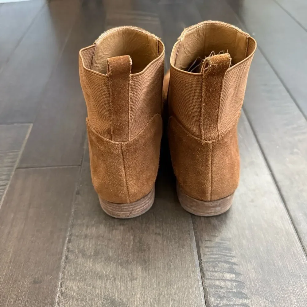 Lucky Brand Gleldo Leather Suede Ankle Boots Booties 9 Brown